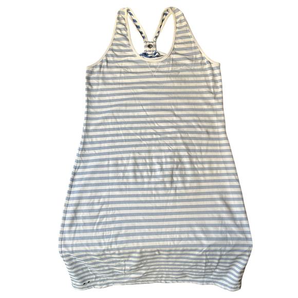 Converse One Star Women Midi Dress size L Casual Sleeveless Stripes White & Blue - Picture 1 of 7